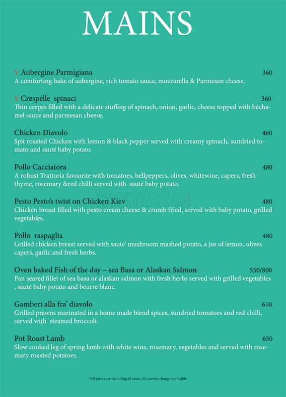 Menu at Pesto Pesto, Pune, No 37 3 Onyx Tower 12th Floor North Main Road