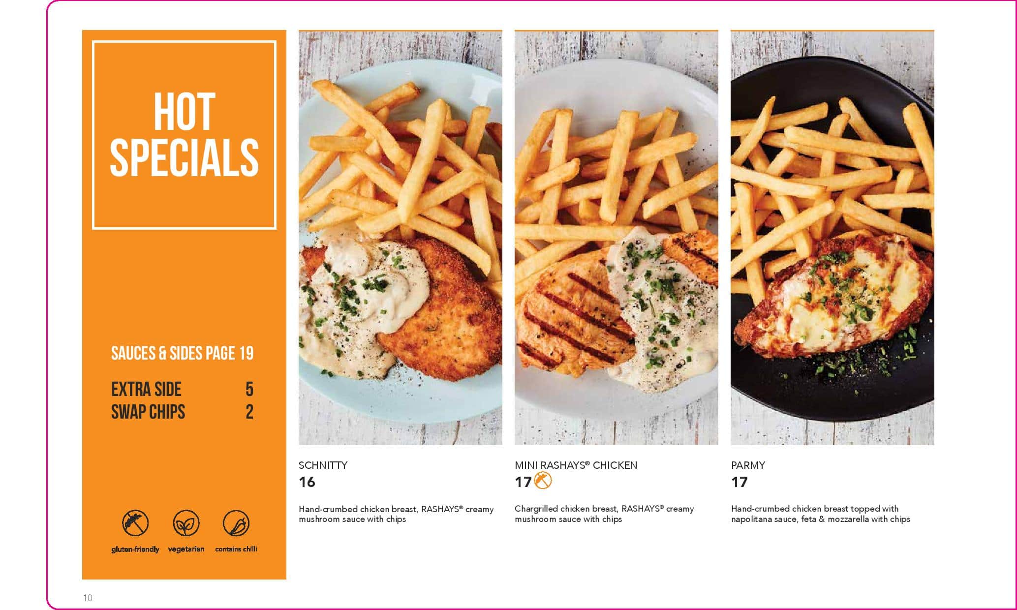 Menu at Rashays restaurant, Liverpool, 339 Hume Hwy