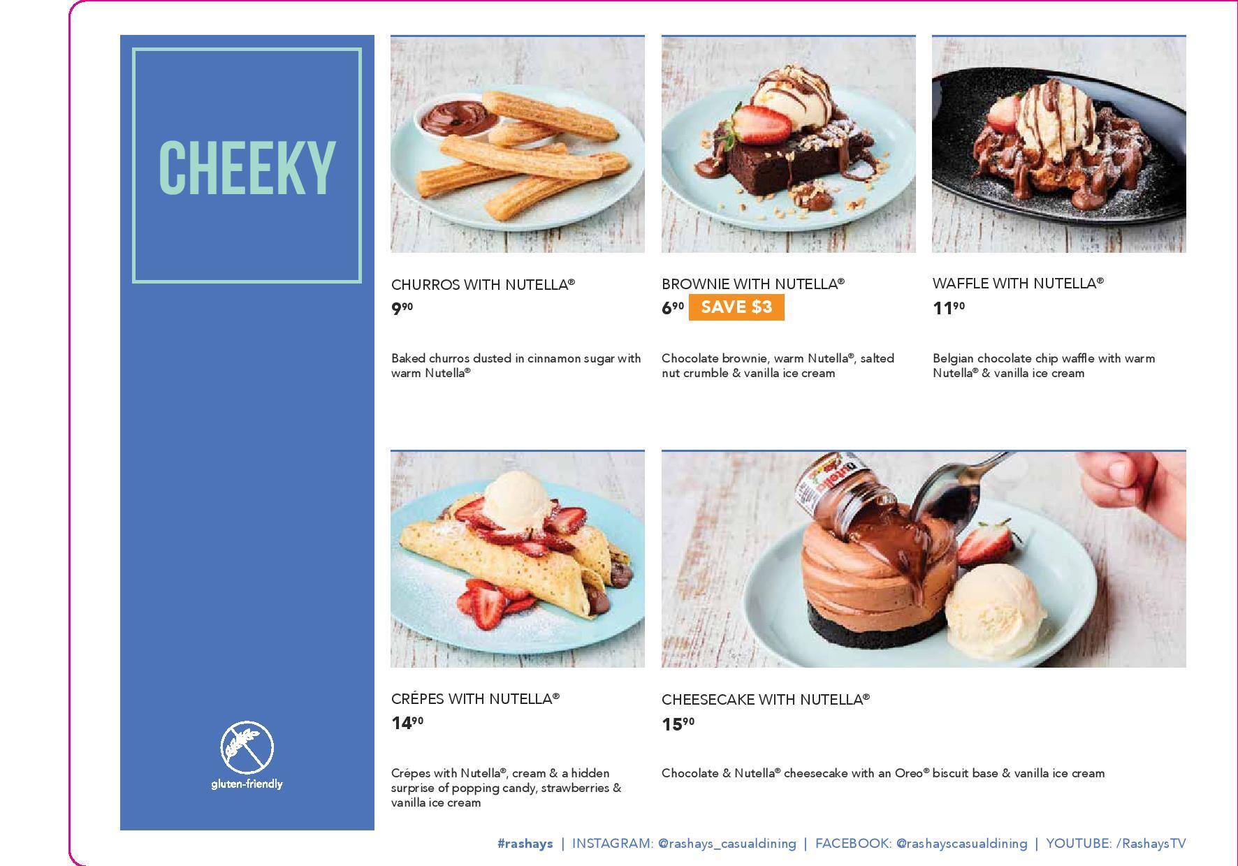 Menu at Rashays restaurant, Liverpool, 339 Hume Hwy