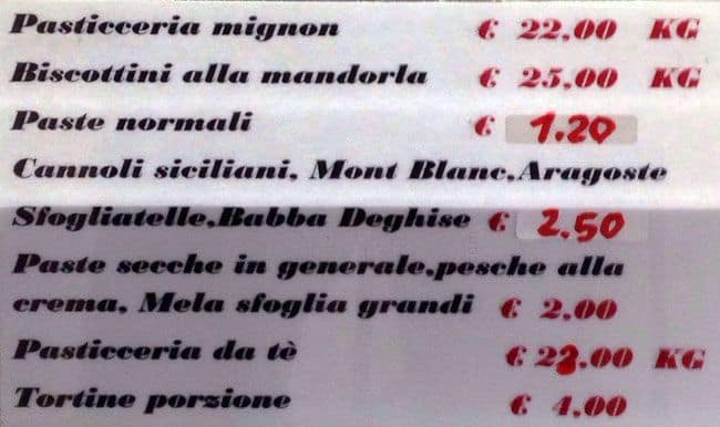 Menu di Caffe Carloni 