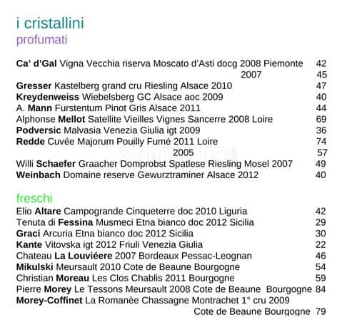 Menu di ilwinebar Trimani 