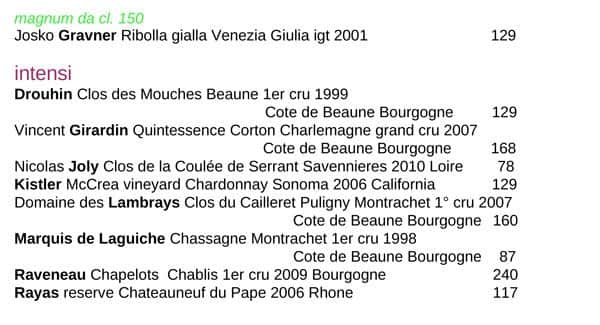 Menu di ilwinebar Trimani 