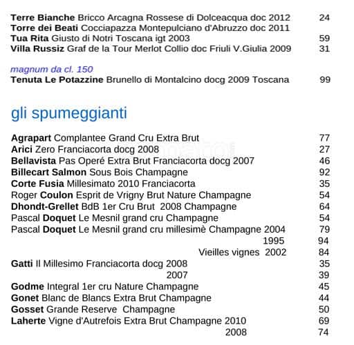 Menu di ilwinebar Trimani 