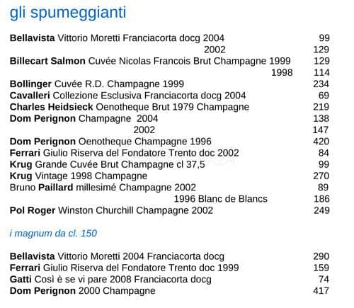 Menu di ilwinebar Trimani 
