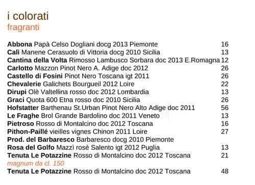 Menu di ilwinebar Trimani 