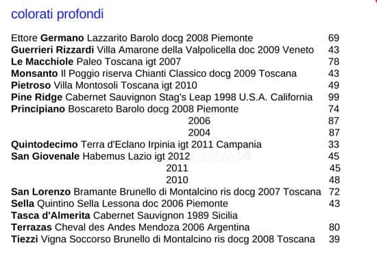 Menu di ilwinebar Trimani 