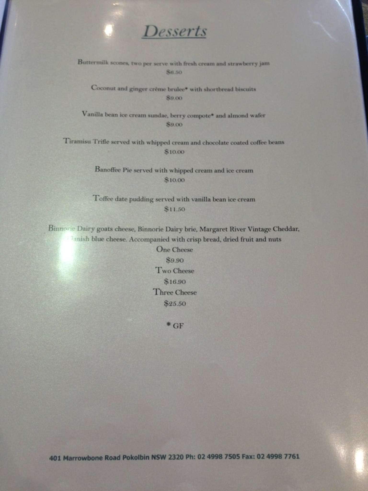 Elizabeth's Cafe Menu, Menu for Elizabeth's Cafe, Pokolbin, Pokolbin