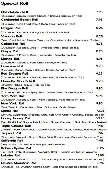 Nikko Sushi menu