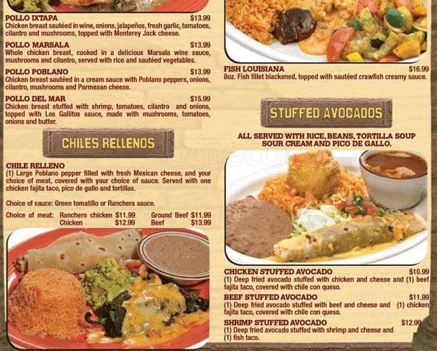 Menu at Los Gallitos restaurant, Houston, Murphy Rd