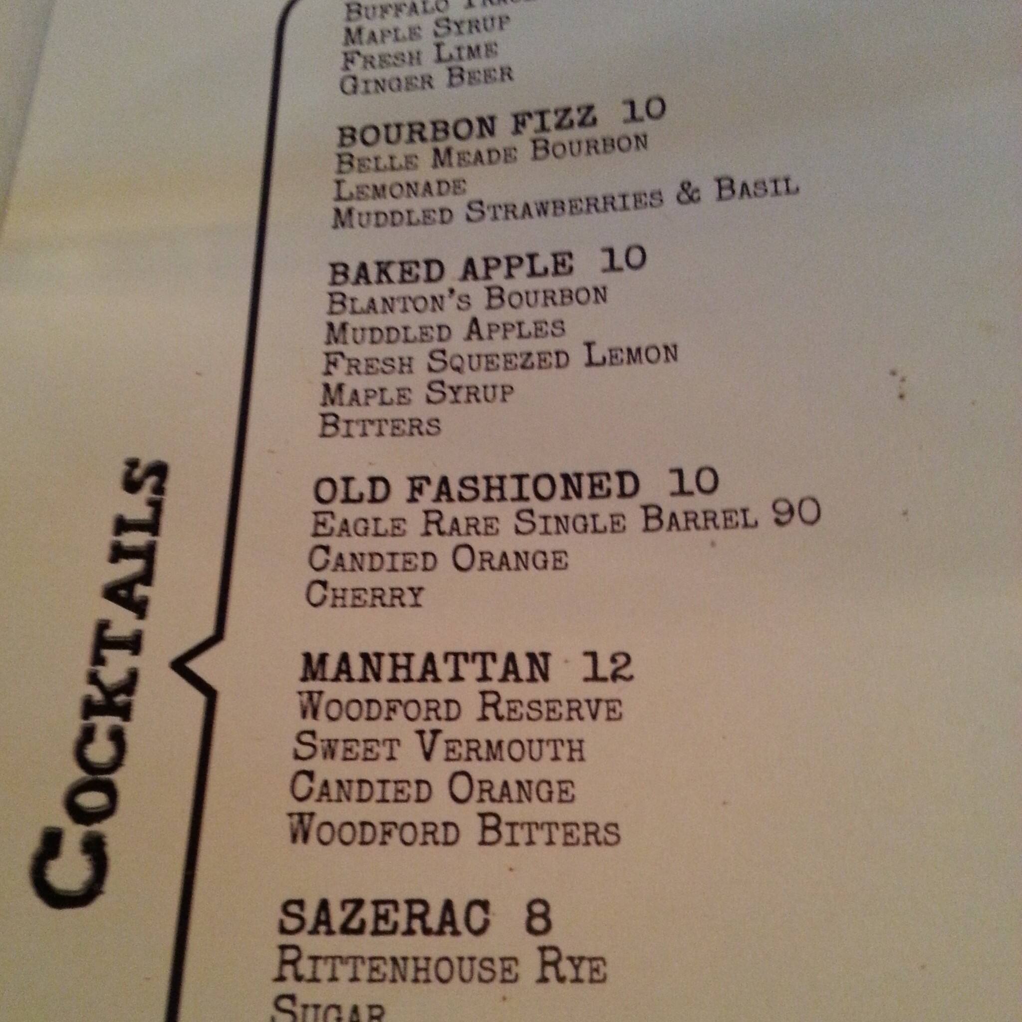 Menu at Stock And Barrel, Knoxville