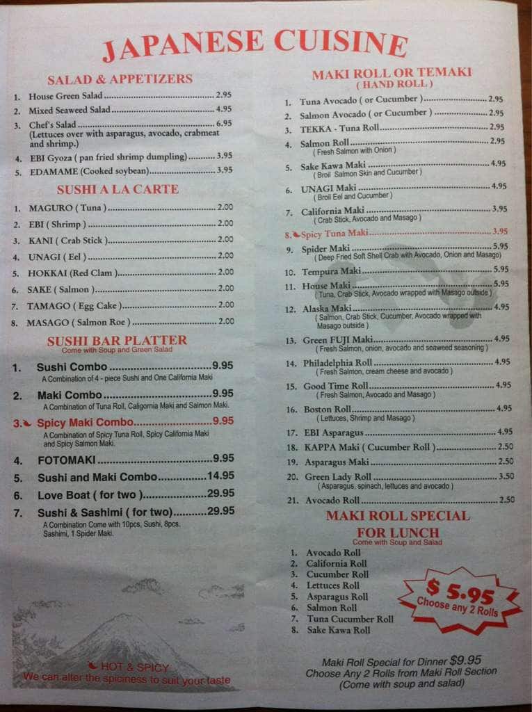 Carta de Kim Moon Restaurant