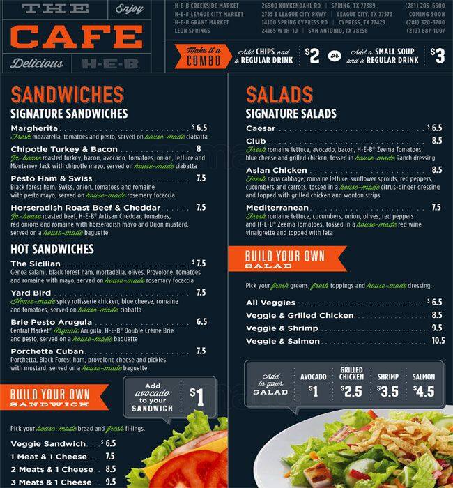 Café At H‑E‑B Menu, Menu For Café At H‑E‑B, Cypress, Houston ...