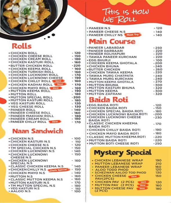 Menu of Tawaa Mystery, Linking Road, Bandra West, Mumbai