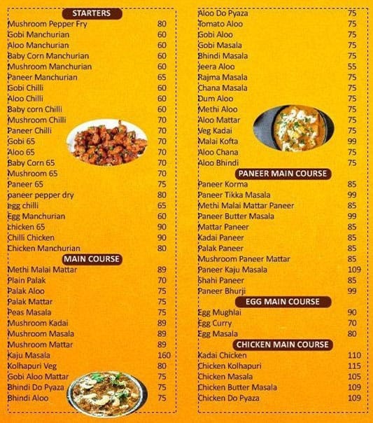 Menu of Sabin Ka Magic, BTM, Bangalore