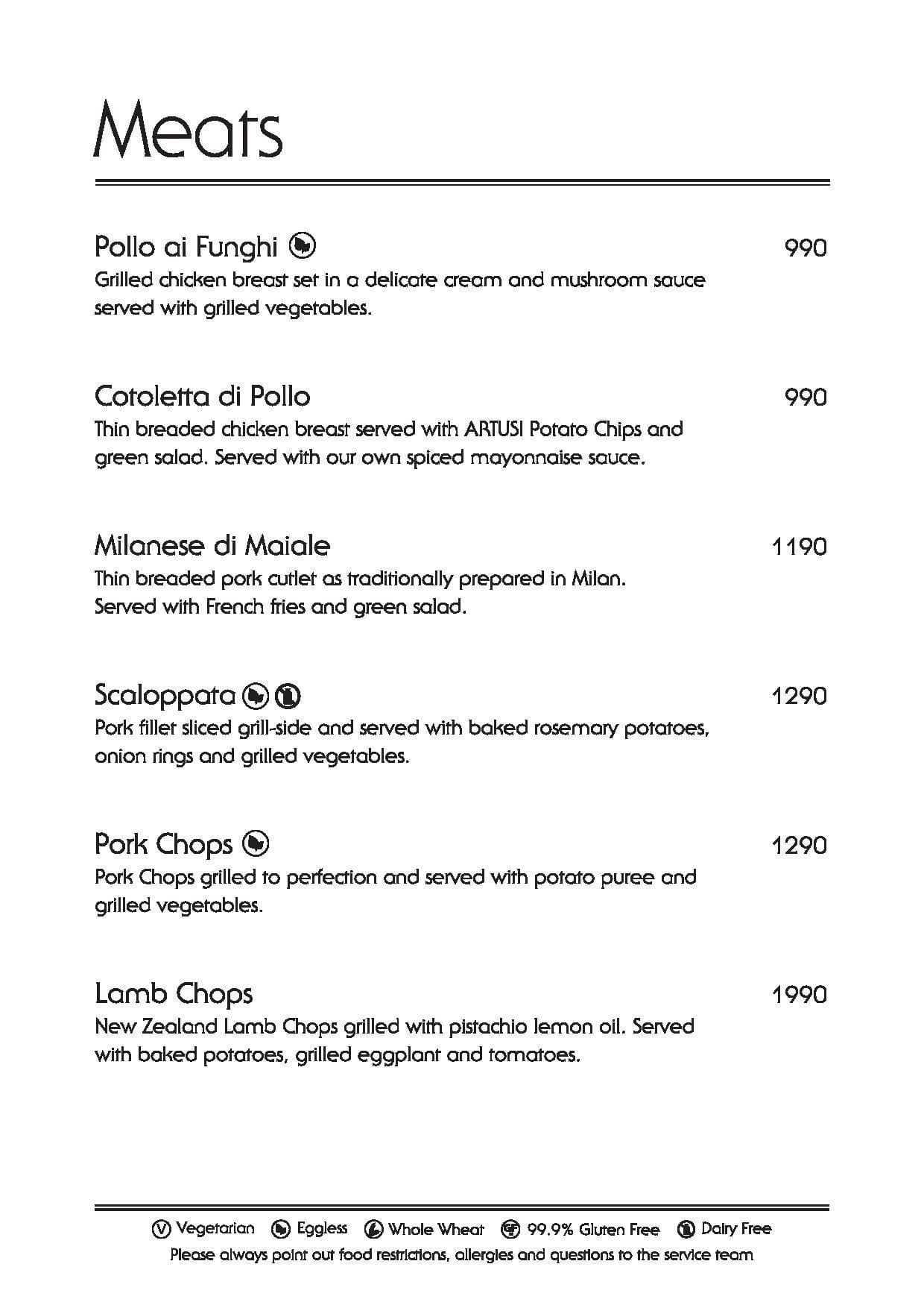 Artusi Ristorante e Bar menu