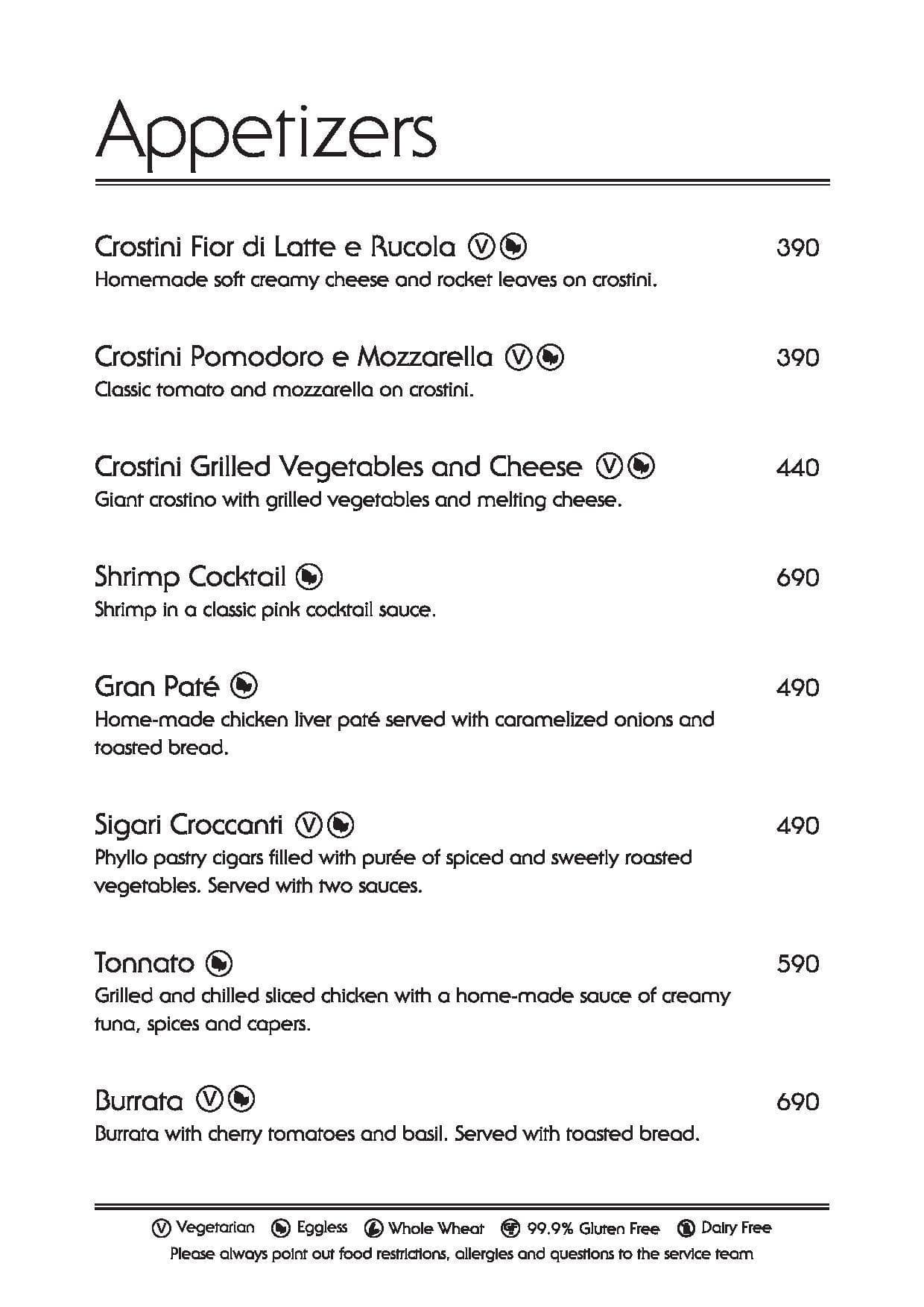 Artusi Ristorante e Bar menu