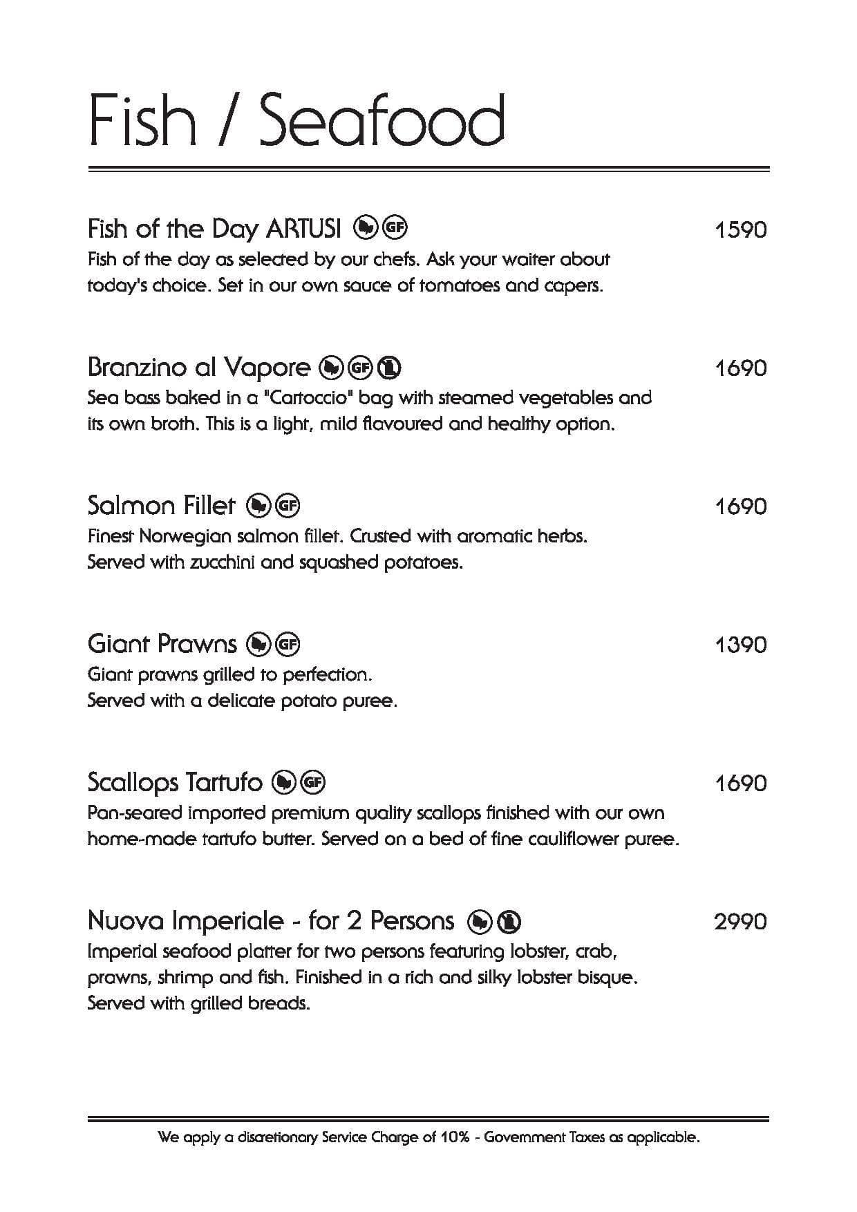 Artusi Ristorante e Bar menu