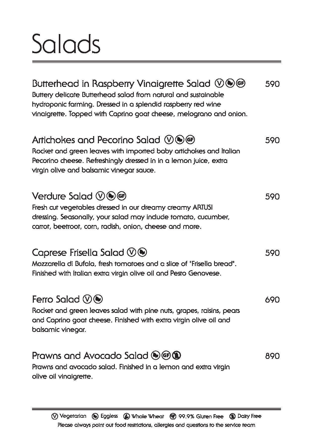 Artusi Ristorante e Bar menu