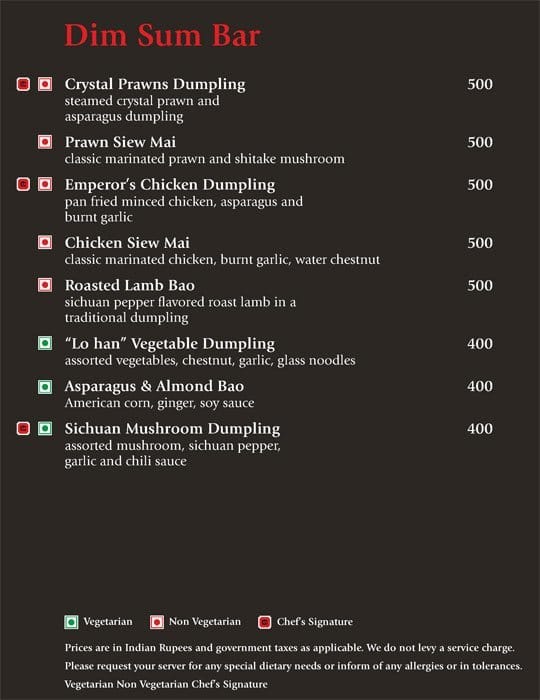 Emperor's Court - Renaissance Hotel Menu - Zomato