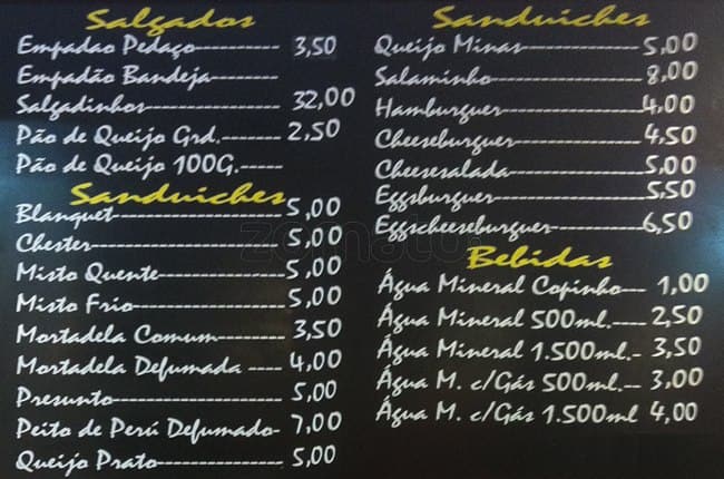 Seu Zé Confeitaria e Padaria cardápio
