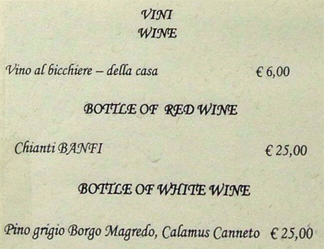 Menu di Osteria Dell'Antiquario 