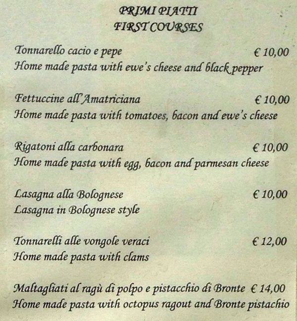 Menu di Osteria Dell'Antiquario 