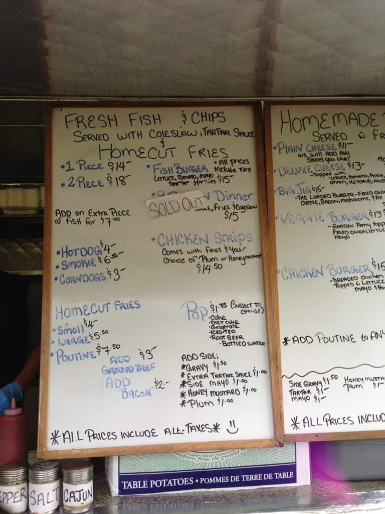 Menu at Jiggers restaurant, Ucluelet