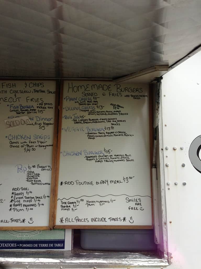 Menu at Jiggers restaurant, Ucluelet