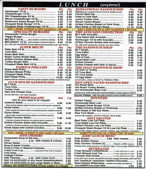 Menu at Louie's Grill restaurant, Forest Park