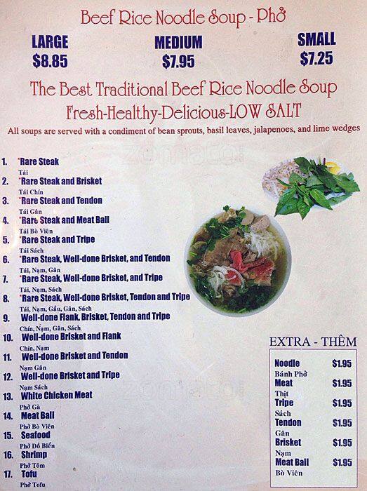 Pho 7 menu