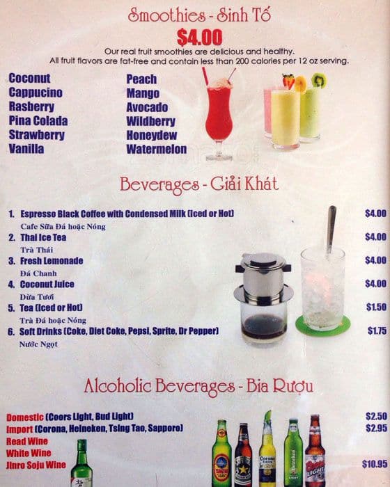 Pho 7 menu