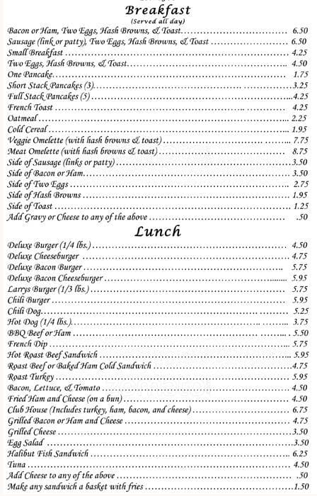 Larry's Restaurant Menu, Menu for Larry's Restaurant, Milwaukie ...