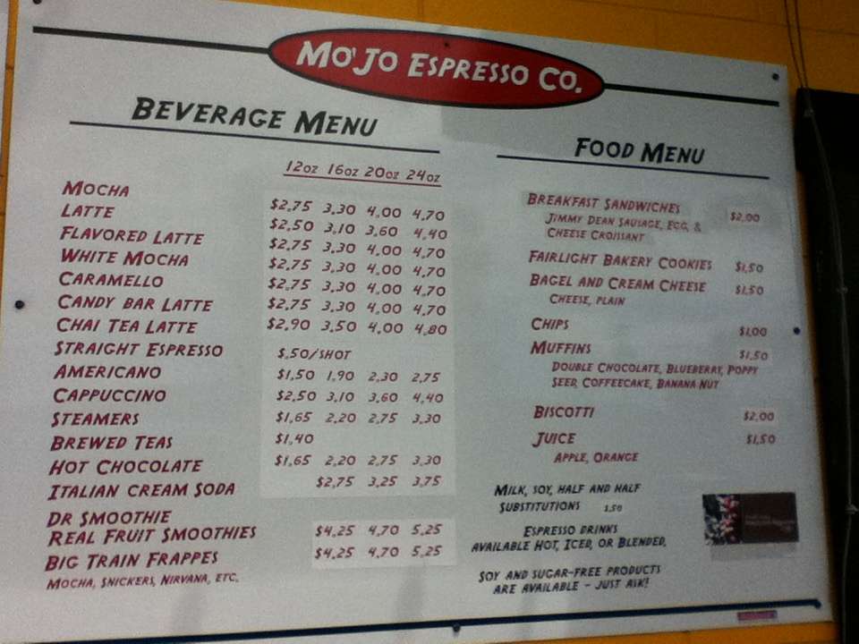 Mo' Jo Espresso Company Menu Urbanspoon/Zomato