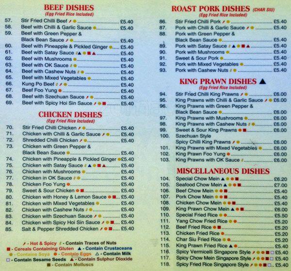 The Manchu Wok menu