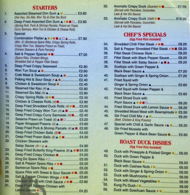 The Manchu Wok menu