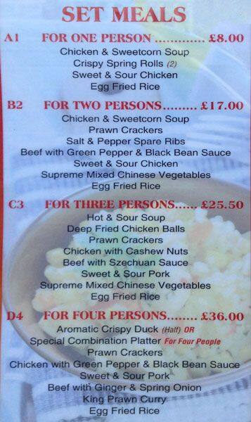 The Manchu Wok menu