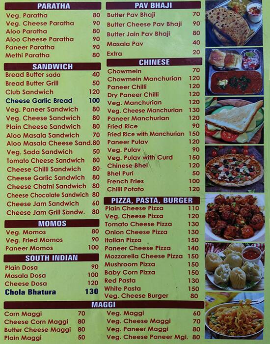 Menu at Marshal cafe & Bombay pav bhaji, Udaipur, fatehsagar lake