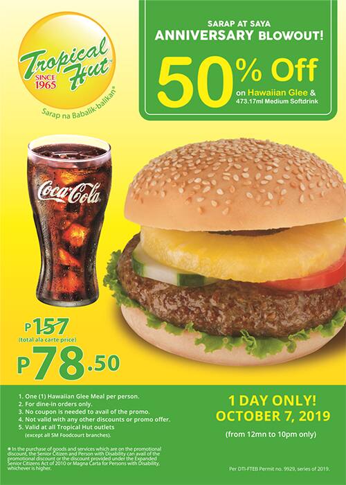 Menu at Tropical Hut fast food, San Juan