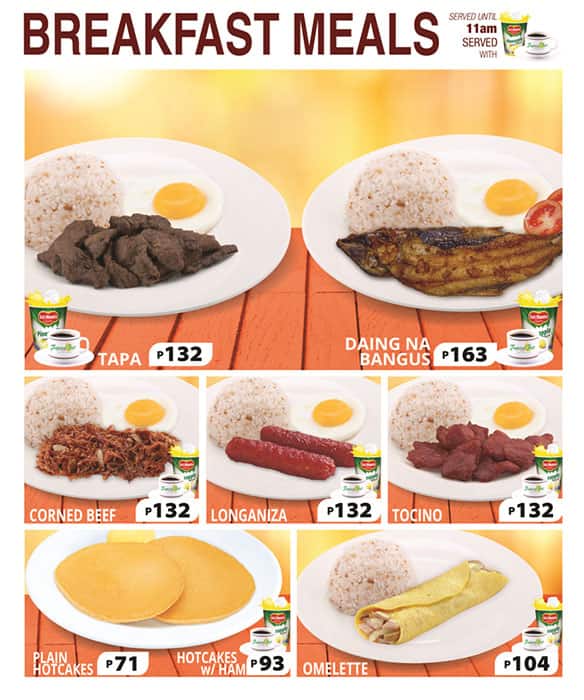 Menu at Tropical Hut fast food, San Juan