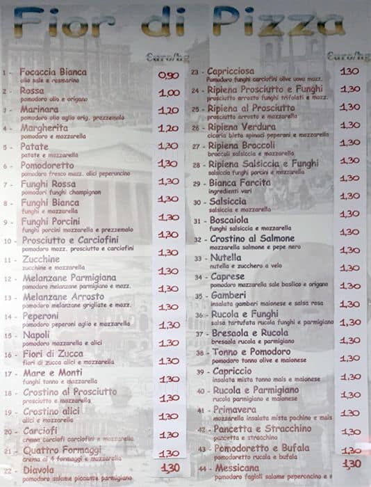 Fior di Pizza a Roma Foto del Menu con Prezzi Zomato Italia
