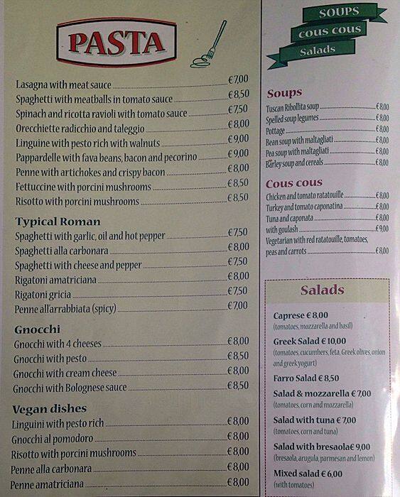 Menu di Punto Zero 