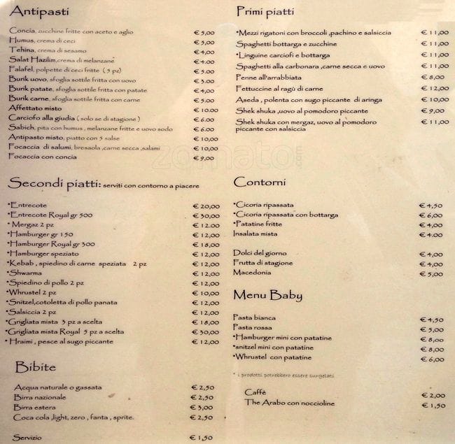 Menu di Little Tripoli 