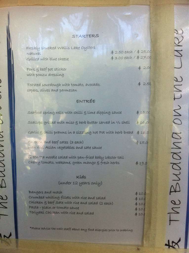 The Buddha by the Beach Menu, Menu for The Buddha by the Beach