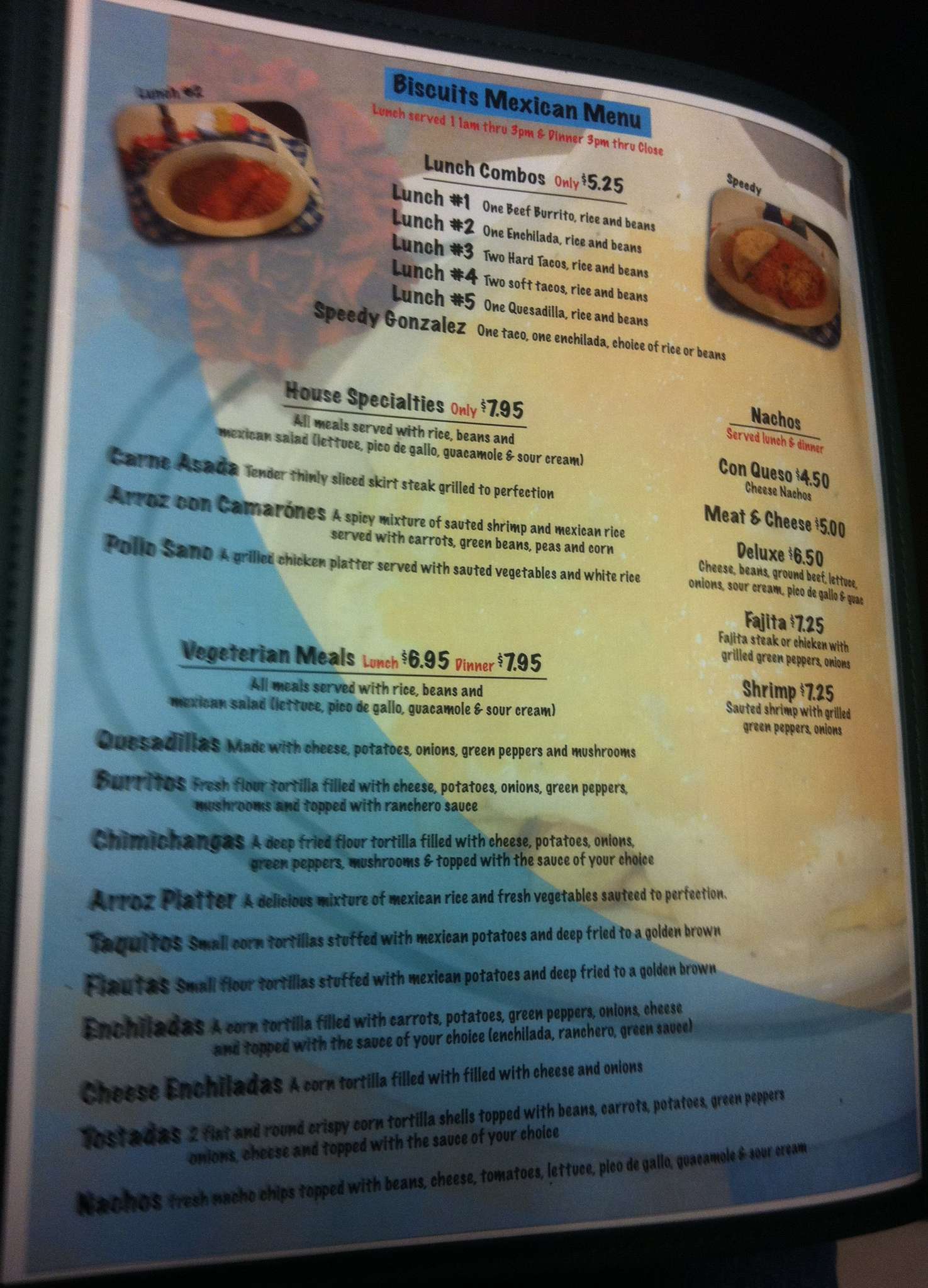 Menu at Biscuits restaurant, Indianapolis