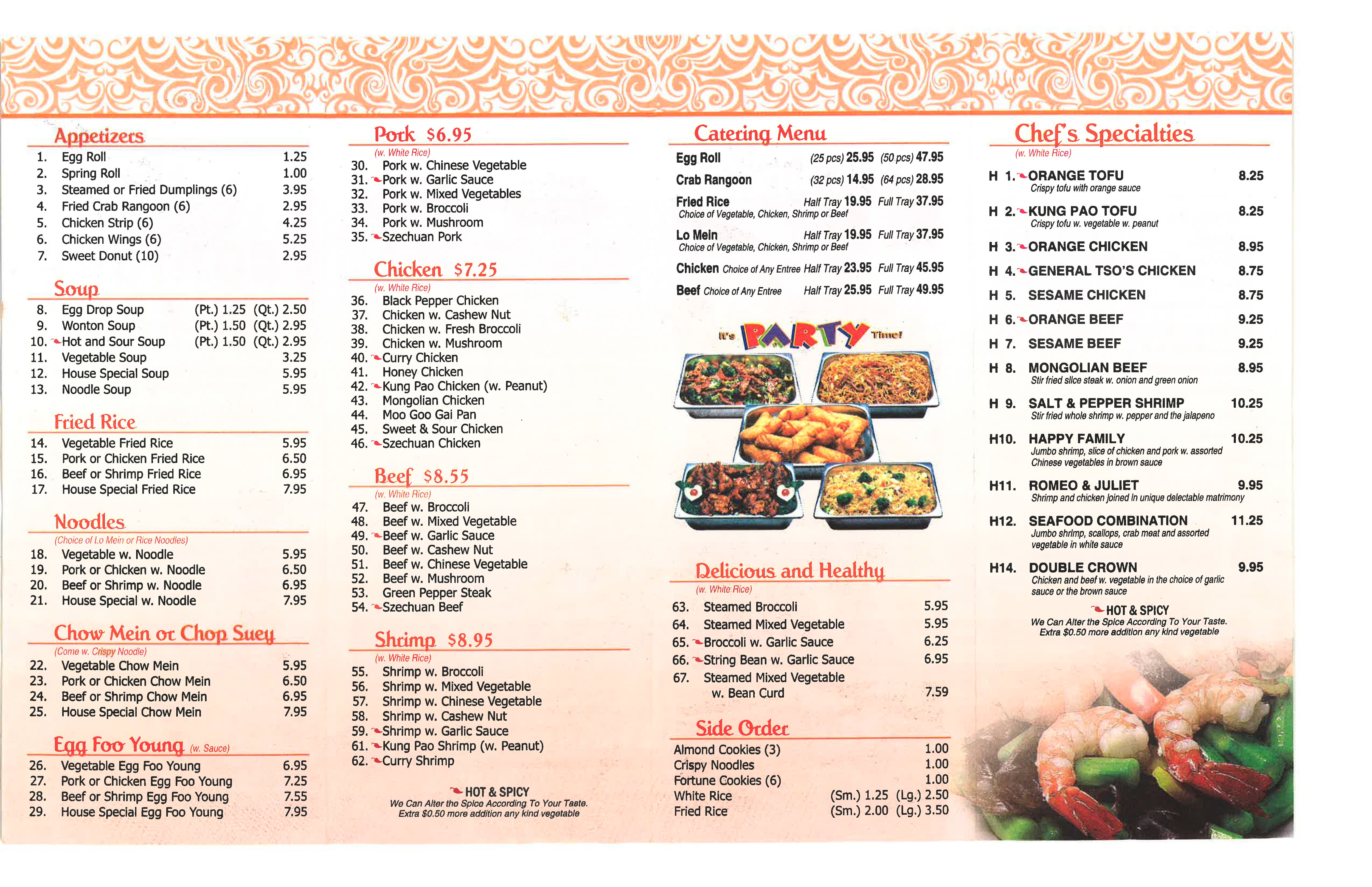 fortune casino menu