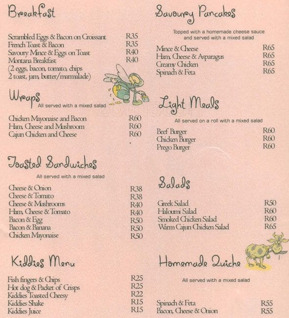 Menu at Milk & Honey Tea Garden cafe, Nelspruit