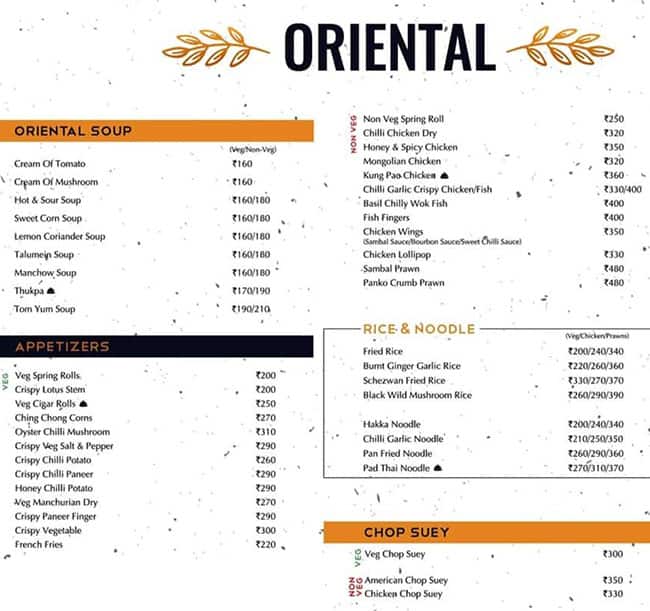 Vatika Restaurant menu