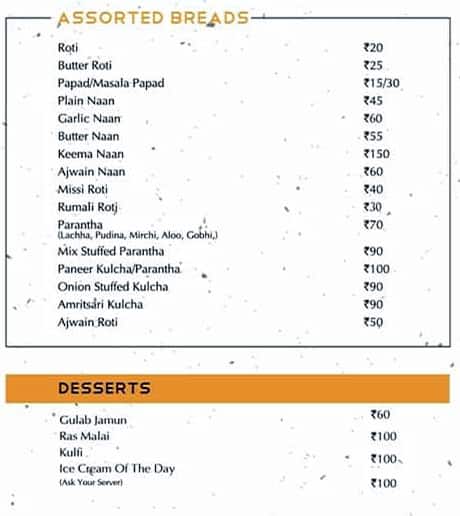 Vatika Restaurant menu