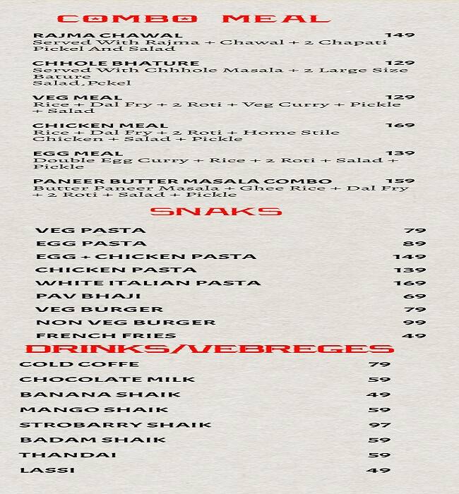 Menu at All Your Favourites, Bengaluru, Jayram Reddy Building