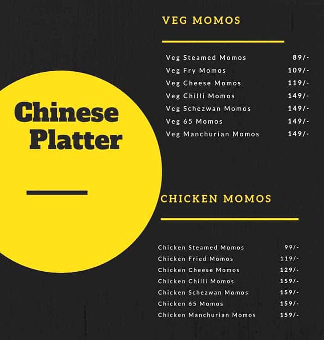 Chinese Platter menu